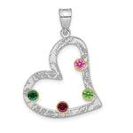 SS/Rhod-plated 4 Birthstone Heart with 14K Bezel Family Pendant view