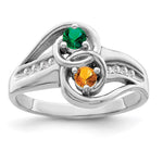 Sterling Silver Rhodium-plated Sythetic Stone & Diamond Couple Ring view 2