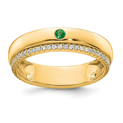 14K 1 Genuine Birthstone and Diamond Mother's Ring