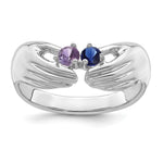 14K White Gold 2 Genuine Stone Family Ring view
