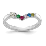 14K White Gold 5 Genuine Birthstone with Diamond Mother's Ring view