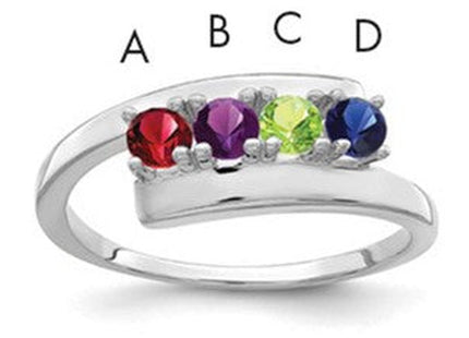 14K white gold mother ring