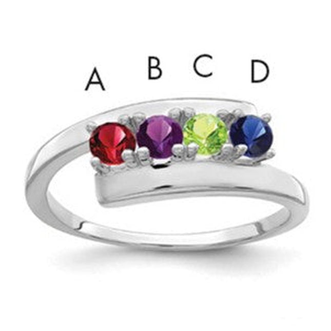 14K white gold mother ring