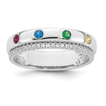 14K White Gold 4 Genuine Birthstone and Diamond Mother's Ring view