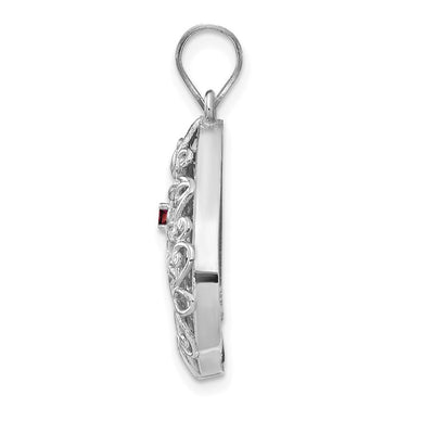 14K White Gold 1 Birthstone Tree of Life Tear Drop Pendant