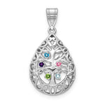 14K White Gold 5 Birthstone Tree of Life Tear Drop Pendant view