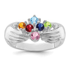 14K White Gold 6 Genuine Stone Family Ring view