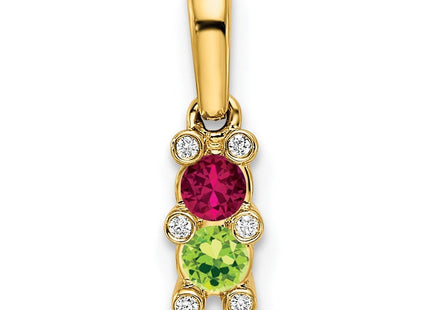 14K yellow gold diamond family pendant, alternate view