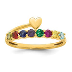 14K Heart with 8 Genuine Birthstone Mother's Ring view