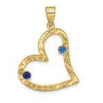 Sterling Silver/Gold-plated 2 Birthstone Heart with SS Bezel Family Pendant view
