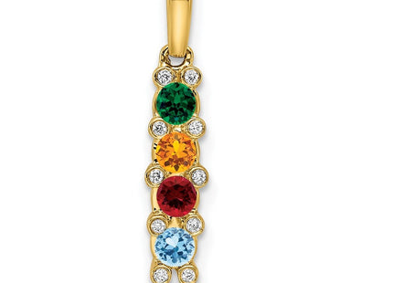 14K gold diamond family pendant, alternate view