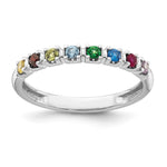 14K White Gold Genuine 8 Birthstone Mother's Ring view
