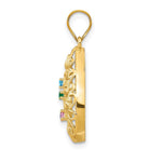 14K Yellow Gold 4 Birthstone Tree of Life Tear Drop Pendant view