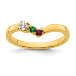 14K 2 Genuine Birthstone with Diamond Mother's Ring view