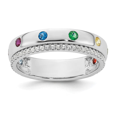 14K WG 8 Genuine Birthstone and Diamond Mother's Ring