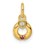 14K Dia Heart w/ 1 Birthstone Mother's Circle Pendant Semi-Mount view