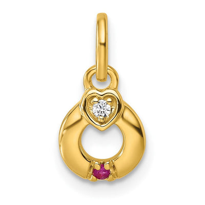 14K Dia Heart w/ 1 Birthstone Mother's Circle Pendant Semi-Mount