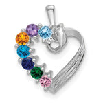 14K White Gold 7 Genuine Stone Family Pendant, 19 x 13mm view