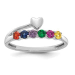 14K White Gold Heart with 6 Genuine Birthstone Mother's Ring view