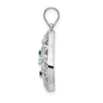 14K White Gold 3 Birthstone Tree of Life Tear Drop Pendant view