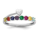 14K White Gold Heart with 8 Genuine Birthstone Mother's Ring view