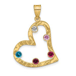 Sterling Silver/Gold-plated 5 Birthstone Heart with SS Bezel Family Pendant view