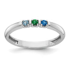 14K White Gold Genuine 3 Birthstone Mother's Ring view