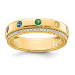 14K 5 Genuine Birthstone and Diamond Mother's Ring view