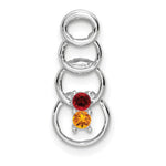 14K White Gold 2 Genuine Stone Family Pendant, 20 x 8mm view