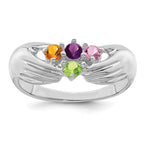 14K White Gold 4 Genuine Stone Family Ring view