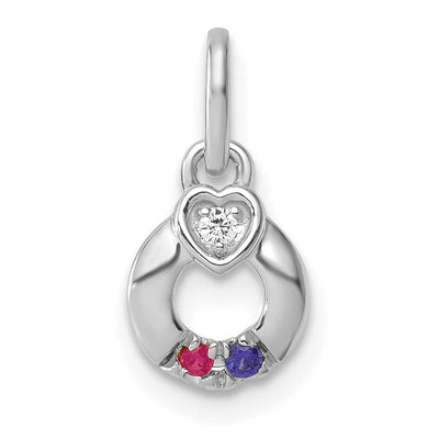 14K WG Dia. Heart w/2 Birthstone Mother's Circle Pend Semi-Mount
