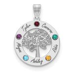 14K White Gold Family Tree Circle 5 Names & Birthstones w/ 18K Rhodium Plated Bezels view