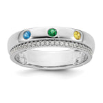 14K White Gold 3 Genuine Birthstone and Diamond Mother's Ring view