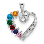 14K White Gold 6 Genuine Stone Family Pendant, 19 x 13mm view