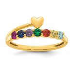 14K Heart with 7 Genuine Birthstone Mother's Ring view