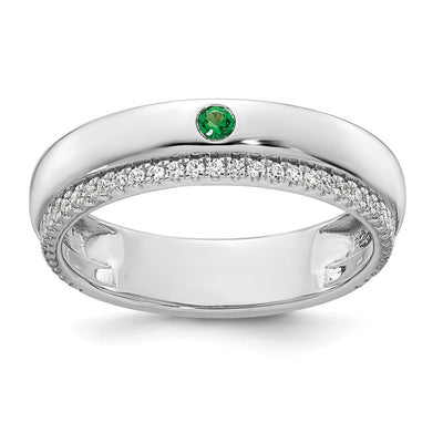 14K White Gold 1 Genuine Birthstone and Diamond Mother's Ring