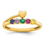 14K Heart with 5 Genuine Birthstone Mother's Ring view