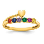 14K Heart with 6 Genuine Birthstone Mother's Ring view