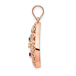 14K rose Gold 3 Birthstone Tree of Life Tear Drop Pendant view