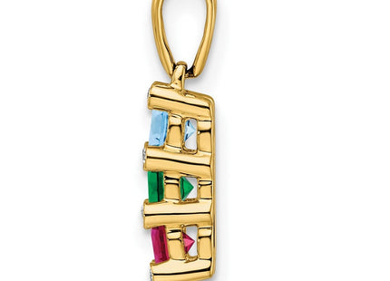 14K gold diamond family pendant, alternate view