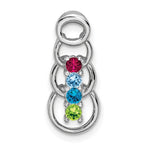 14K White Gold 4 Genuine Stone Family Pendant, 20 x 8mm view
