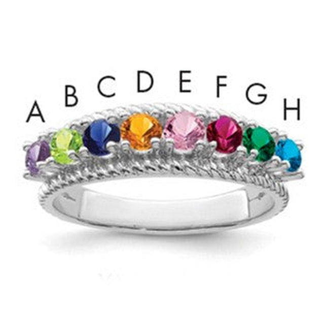 14K white gold mother ring