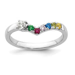 14K White Gold 6 Genuine Birthstone with Diamond Mother's Ring view