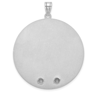 14K White Gold Circle w/2 Birth Flower and Birthstone Pendant