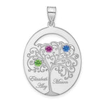 Sterling Silver/Rhod-plated 3 Birthstone with SS Bezel Family Pendant view 2