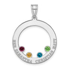 SS/Rhodium-plated 4 Birthstone Circle with SS Bezel Family Pendant view