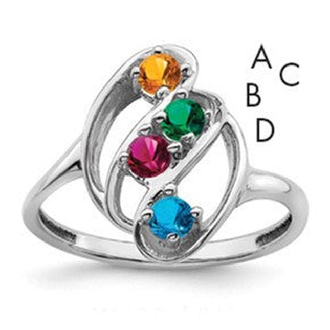 14K white gold mother ring