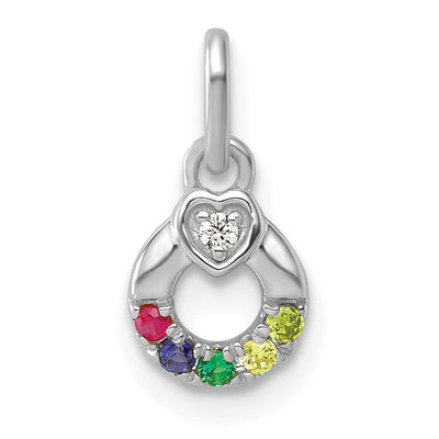 14K WG Dia. Heart w/5 Birthstone Mother's Circle Pend Semi-Mount