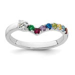 14K White Gold 8 Genuine Birthstone with Diamond Mother's Ring view