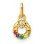 14K Dia Heart w/ 5 Birthstone Mother's Circle Pendant Semi-Mount view